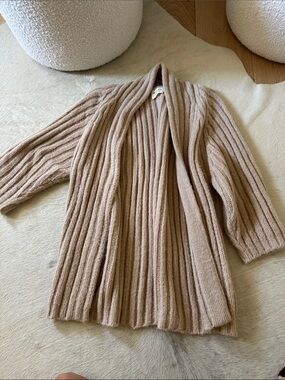 Mirth Ribbed Open-Front Women's Sweater Cardigan - Tan